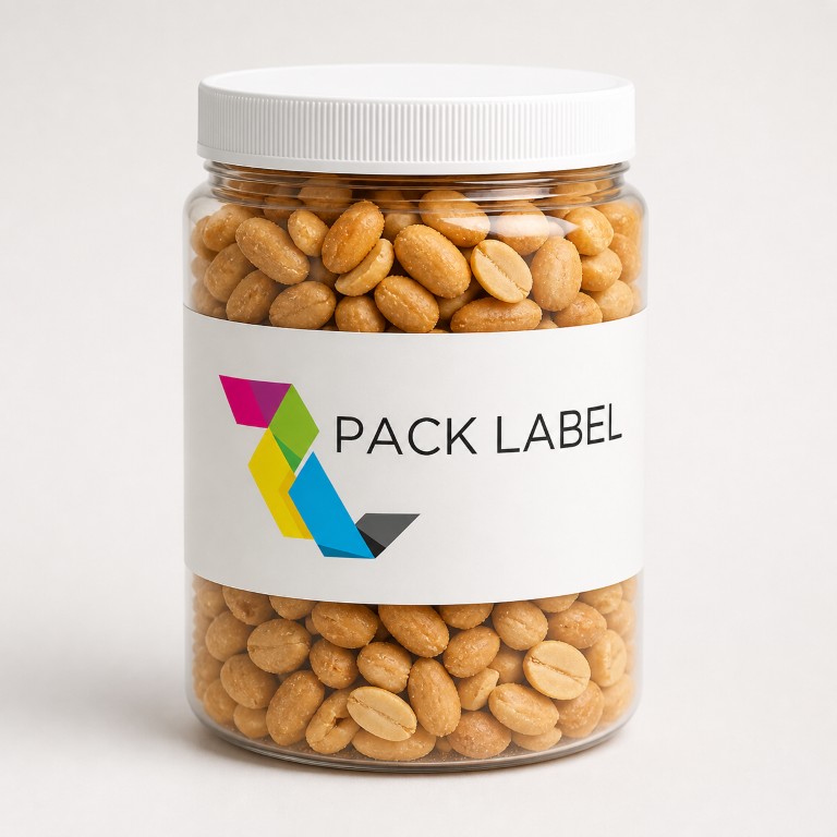 Peanuts jar labeled by Pack Label