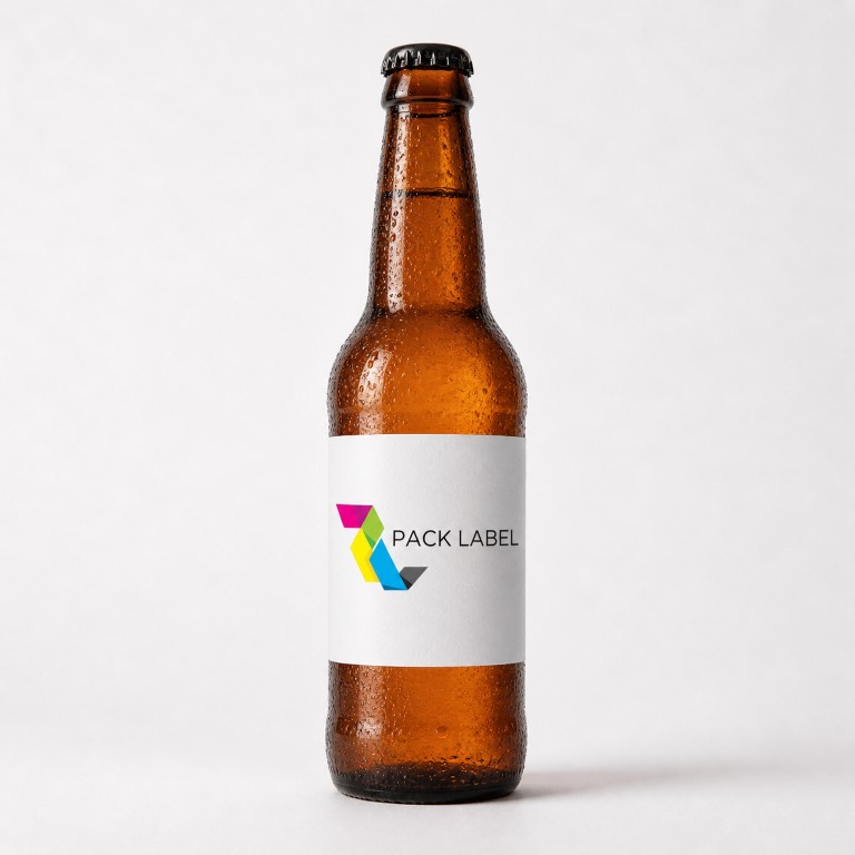 Beer bottles labeled by Pack Label