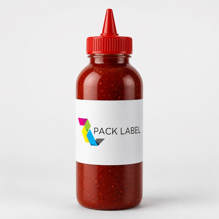 Chamoy sauce bottle labeled by Pack Label